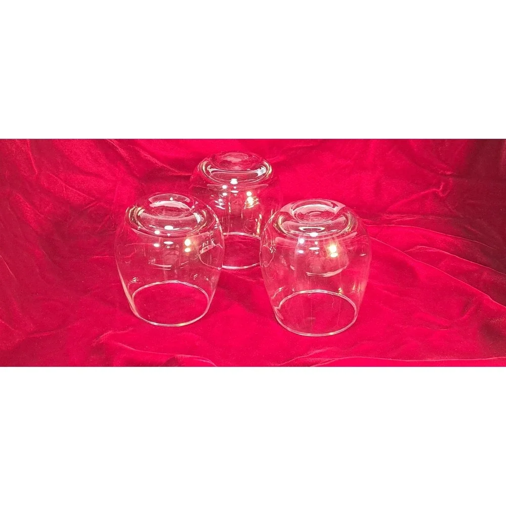 Set of 3 Stemless Wine Glasses Clear Glass Tumblers Modern Barware 15oz
